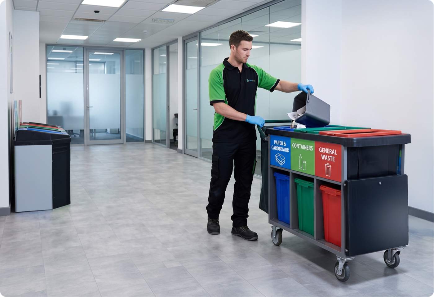 CleanScope team maintaining a bright, modern facility